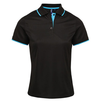 Ladies Contrast Coolchecker Polo - Polyester | bis 2XL, Farben: black/turquoise