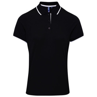 Ladies Contrast Coolchecker Polo - Polyester | bis 2XL, Farben: black/white