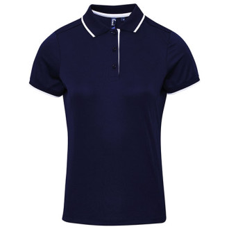 Ladies Contrast Coolchecker Polo - Polyester | bis 2XL, Farben: navy/white