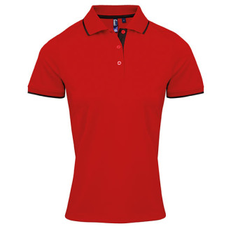 Ladies Contrast Coolchecker Polo - Polyester | bis 2XL, Farben: red/black