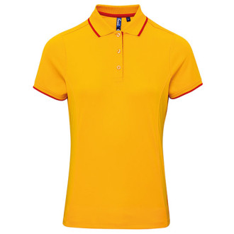 Ladies Contrast Coolchecker Polo - Polyester | bis 2XL, Farben: sunflower/red
