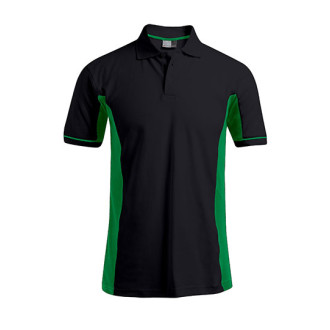 Men's Function Contrast Polo - Mischgewebe | bis 3XL, Farben: black-kelly green