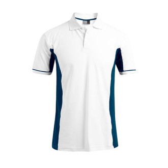 Men's Function Contrast Polo - Mischgewebe | bis 3XL, Farben: white-indigo