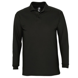 Langarm-Polo, 100% Baumwolle | bis 2XL, Farben: black