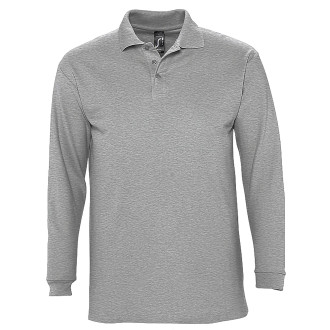 Langarm-Polo, 100% Baumwolle | bis 2XL, Farben: grey melange