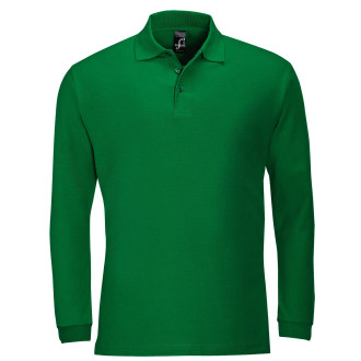 Langarm-Polo, 100% Baumwolle | bis 2XL, Farben: kelly green