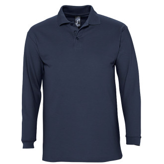 Langarm-Polo, 100% Baumwolle | bis 2XL, Farben: navy