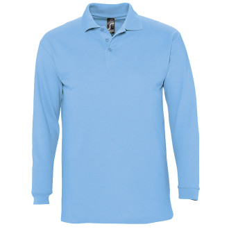 Langarm-Polo, 100% Baumwolle | bis 2XL, Farben: sky