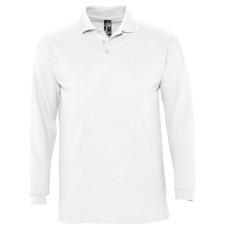 Langarm-Polo, 100% Baumwolle | bis 2XL, Farben: white
