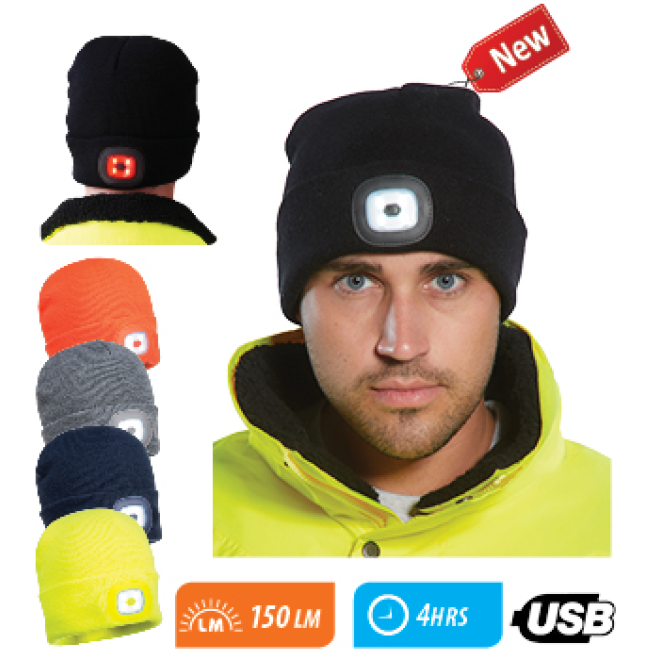 Beanie mit wiederaufladbarer Doppel-LED
