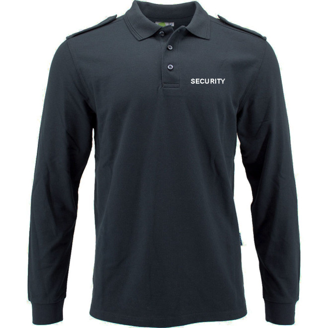 Langarm-Polo mit Schulterklappen | bis 4XL