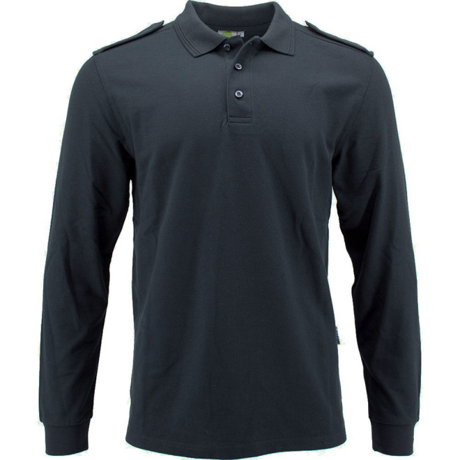 Langarm-Polo mit Schulterklappen | bis 4XL