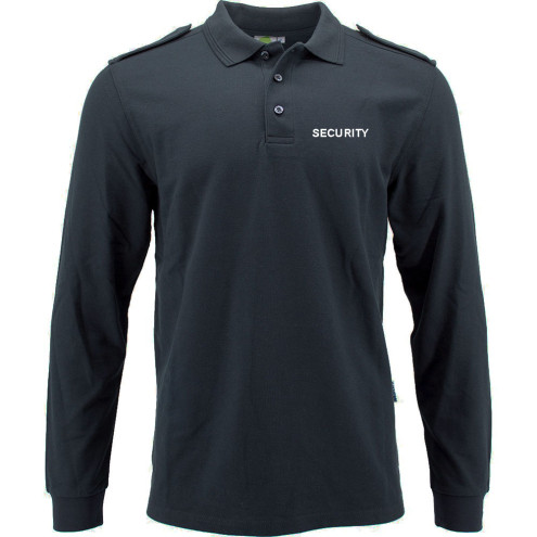 Langarm-Polo mit Schulterklappen | bis 4XL