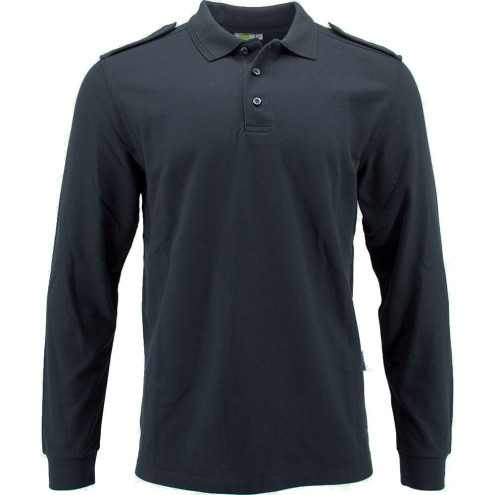Langarm-Polo mit Schulterklappen, Mischgewebe | bis 4XL